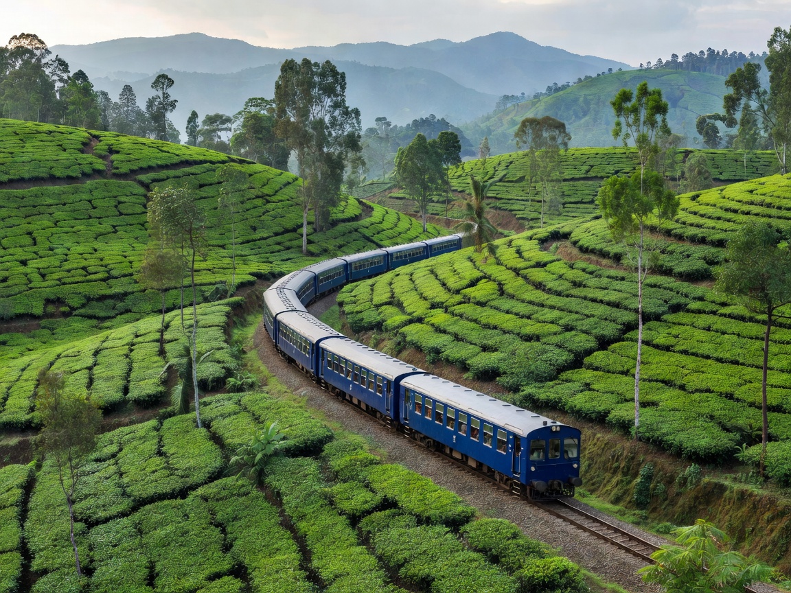 Scenic railway in Sri Lanka tea country around Ella